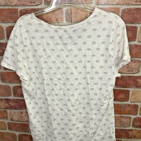 LOFT White Short Sleeve T-Shirt with Elephant print - Picture 2 of 5
